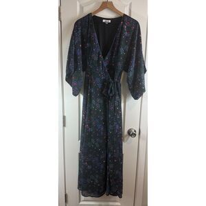 Mixed Women's Multicolor Floral Wrap Maxi Dress Lined Size S Small